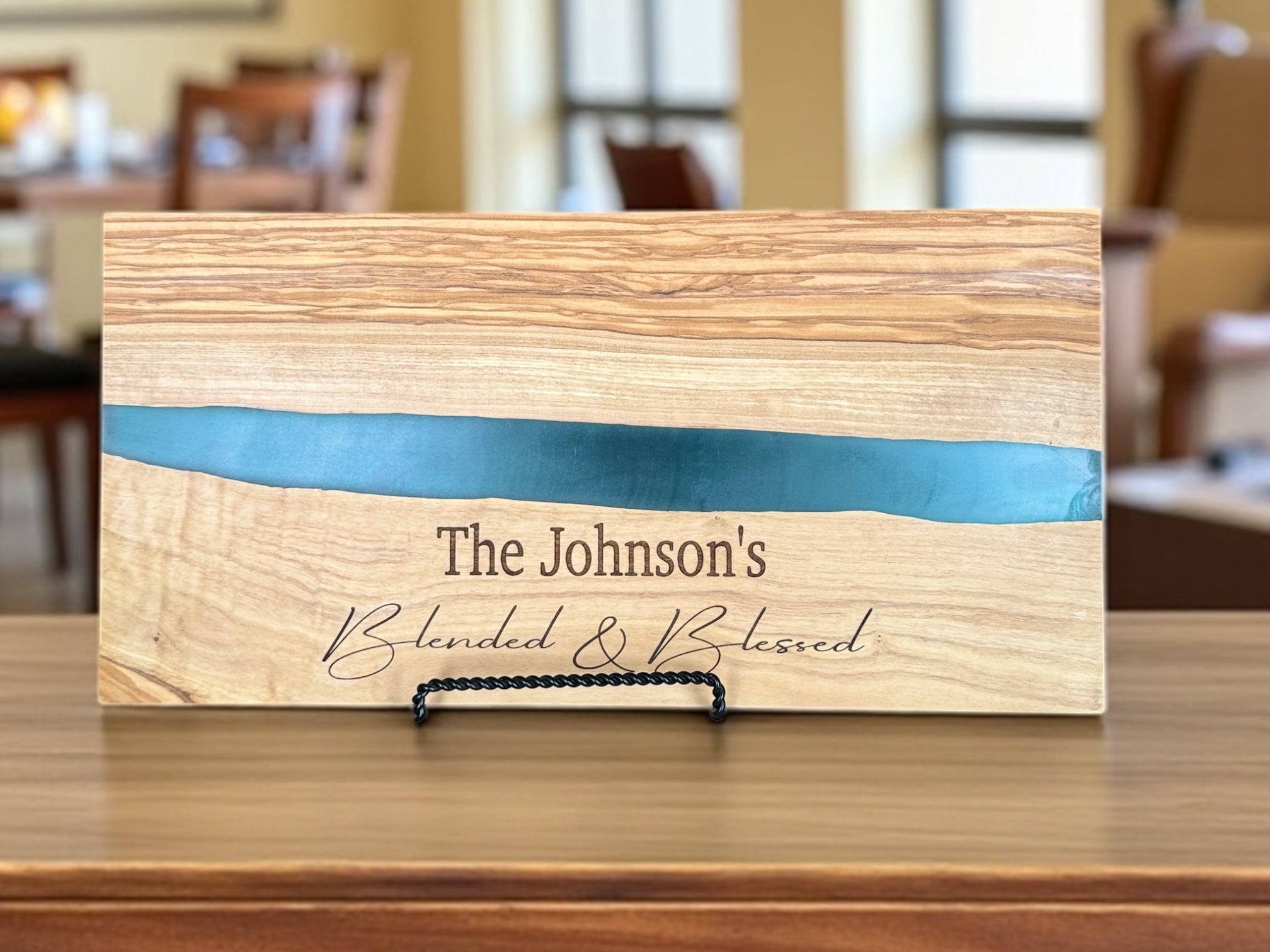 Custom Olive Wood & Resin Cutting Board